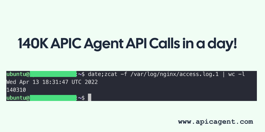 APIC Agent serves 140,000 requests per day already